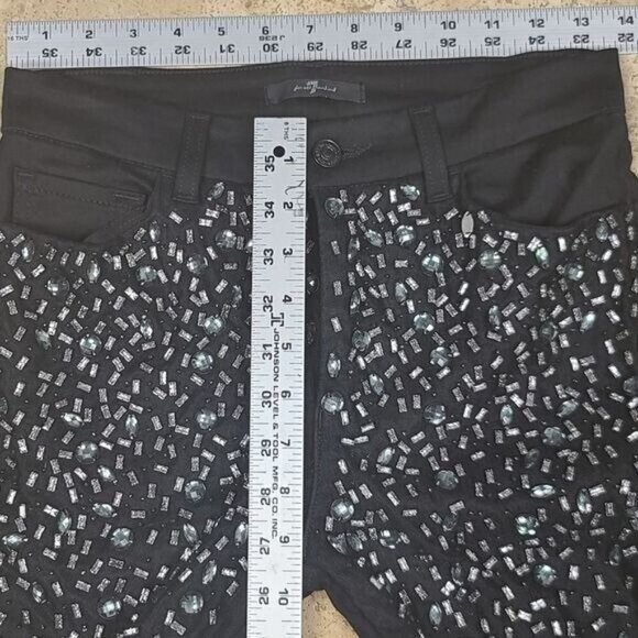 7 for All Mankind RHINESTONED Black Jeans, Size 27 - Picture 6 of 8
